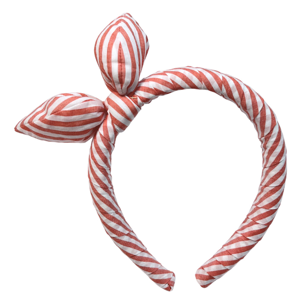 Tia Cibani Child Laurel Bow Headband Hibiscus Pink Stripes