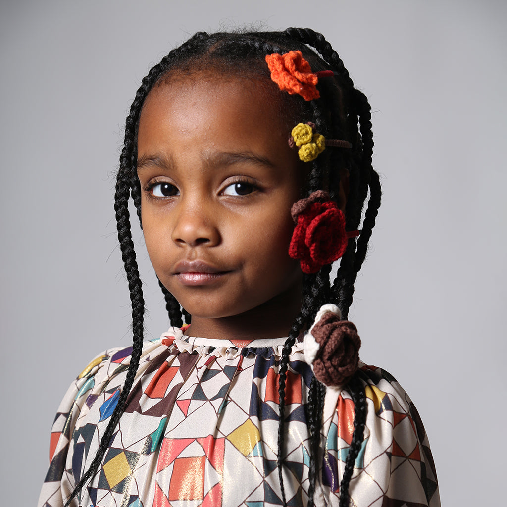 Tia Cibani Kids Set Of Four Roots in Bloom Hair Clips Ruby Red