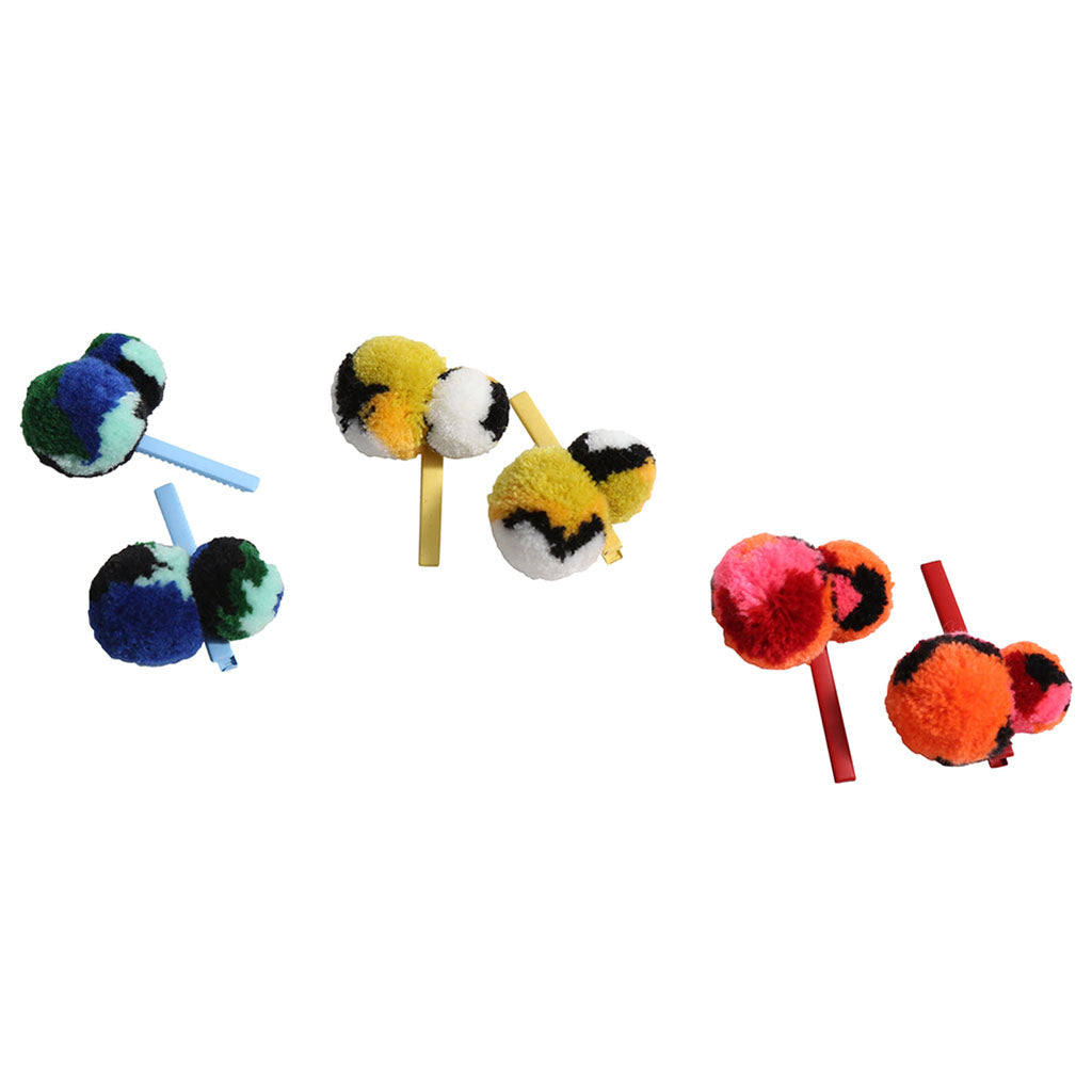 Tia Cibani Kids Pompom Hair Clips Rainbow Set of 4 Clips - assorted colours