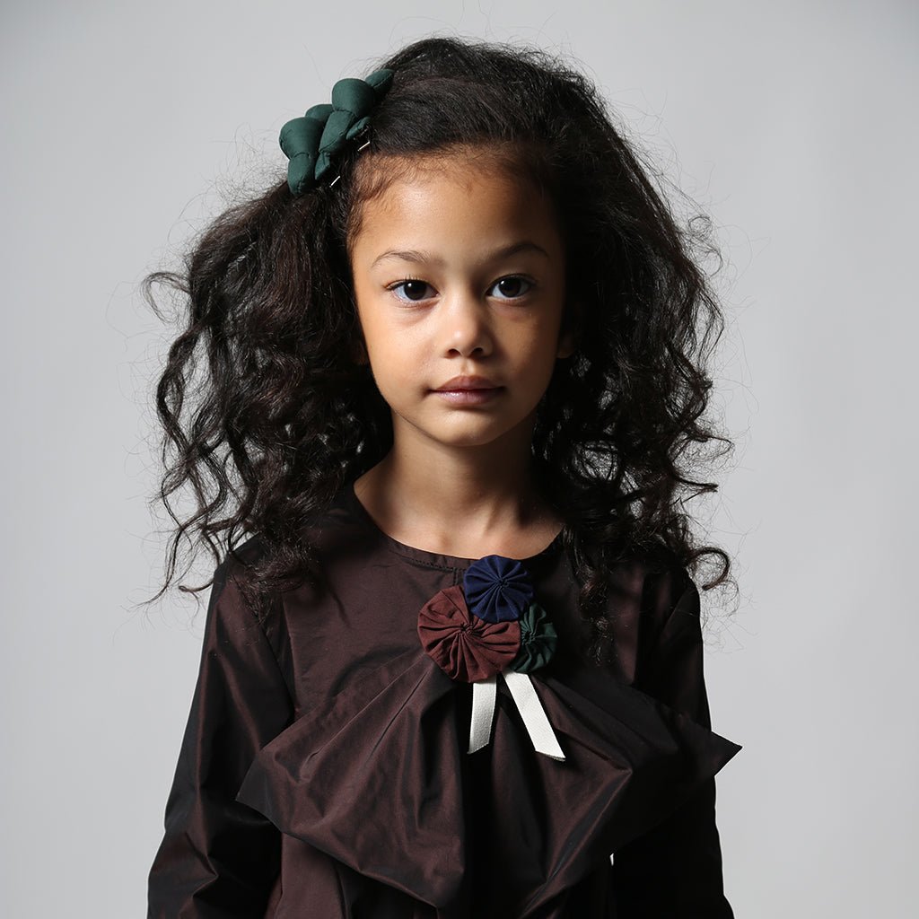 Tia Cibani Kids Set Of Two Maya Knotted Hair Clips Cactus Green