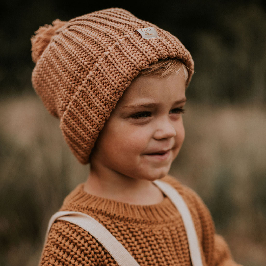 Yuki Kidswear Child Chunky Knitted Hat Coral Orange