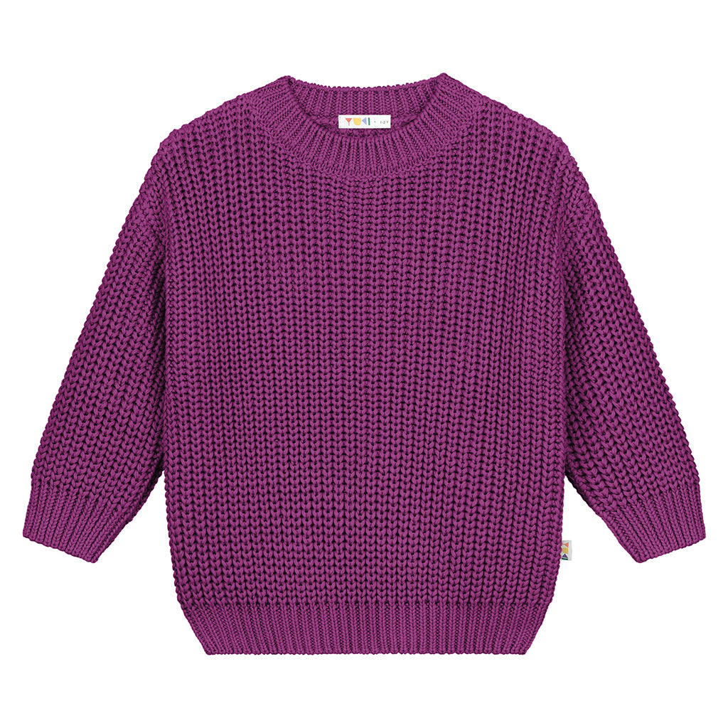 Yuki Kidswear Baby And Child Chunky Knitted Sweater Dahlia Purple