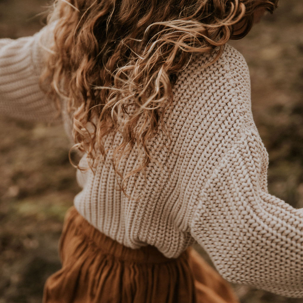 Yuki Kidswear Baby And Child Chunky Knitted Sweater Moon Cream