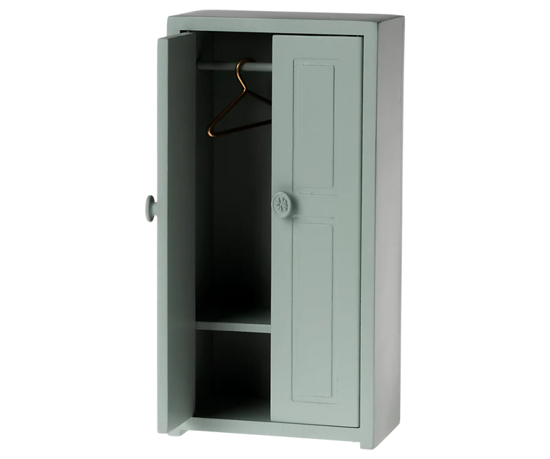 Maileg Toys Mouse Bed Miniature Wooden Closet Blue