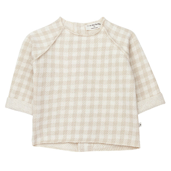 1+ In The Family Baby Gaspard Gingham Sweater Beige