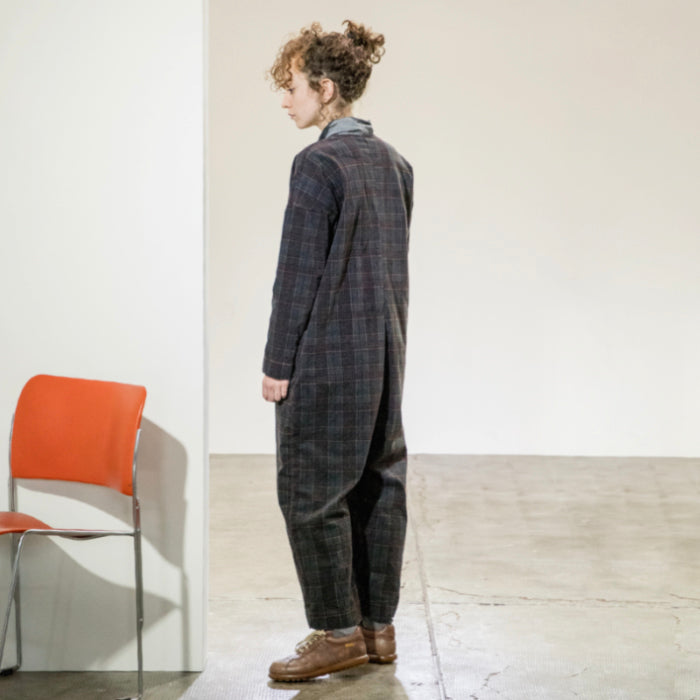 Album Di Famiglia Woman Tartan Velvet Jumpsuit Grey