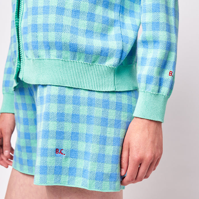 Bobo Choses Woman Knitted Shorts Green Gingham