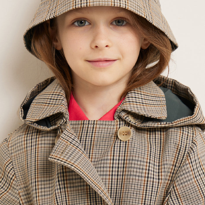 Bonpoint Child Charlene Trench Coat Beige Checks