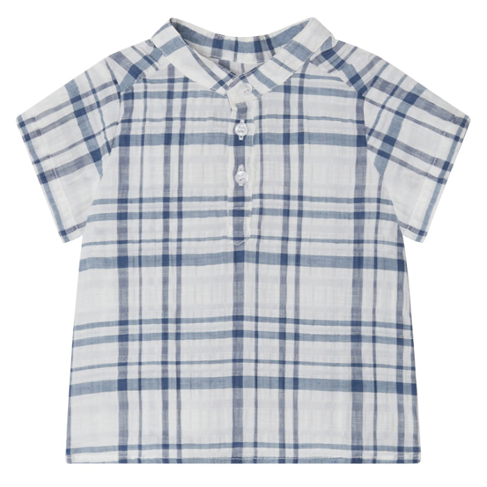Bonpoint Baby Cesari Shirt Blue Plaid