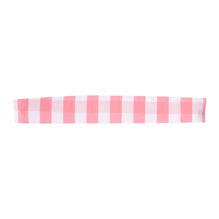 Pink and white gingham fabric hairband.