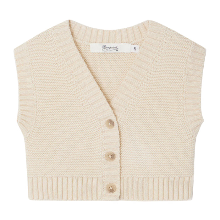 Bonpoint Baby Boe Sweater Vest Milk Cream