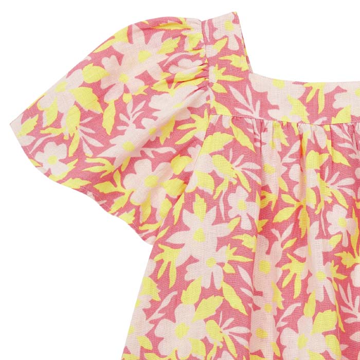 Bonton Child Nopales Dress With Floral Print Tamaris Rose Pink