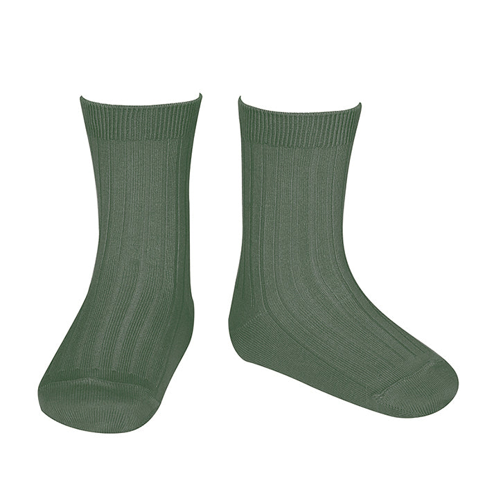 Condor Baby And Child Basic Rib Short Socks Lichen Green