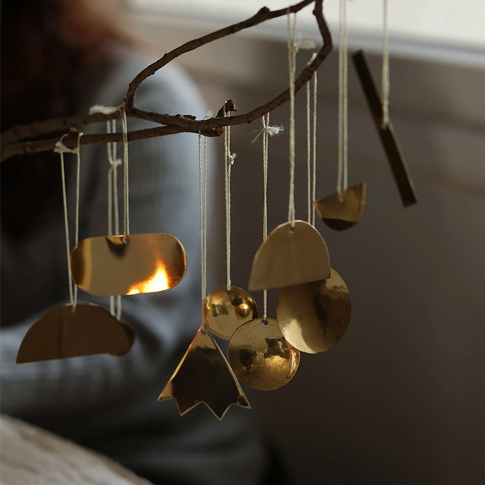 Fleck Set of 9 Brass Abstract Ornaments