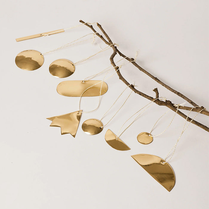 Fleck Set of 9 Brass Abstract Ornaments