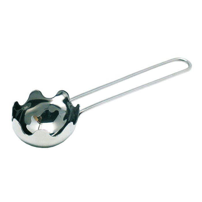 Silver metal toy spaghetti spoon.