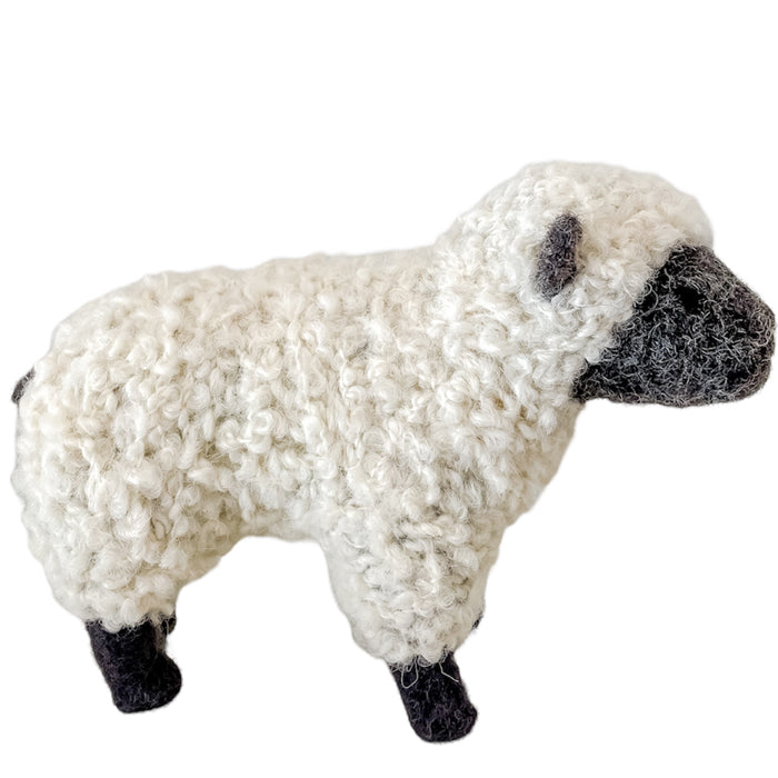 Midos Tail Hand Felted Large Fluffy Lamb Black And White
