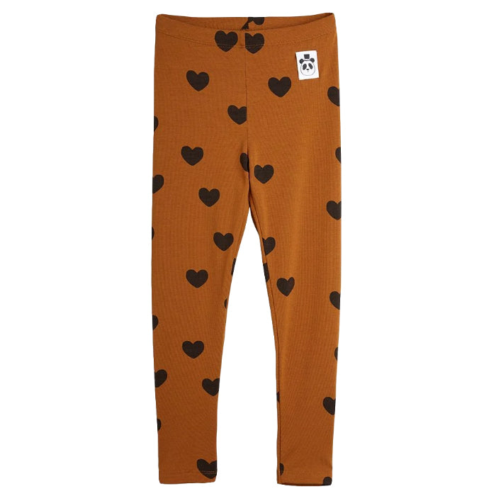 Mini Rodini Baby and Child Basic Hearts Leggings Brown