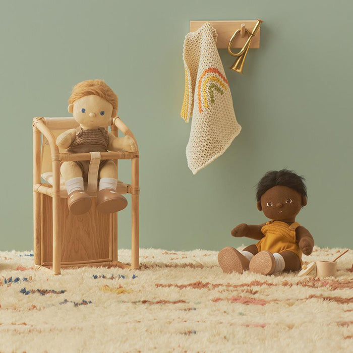 Olli Ella Dinkum Doll Accessories Brush + Rainbow Blanket Set
