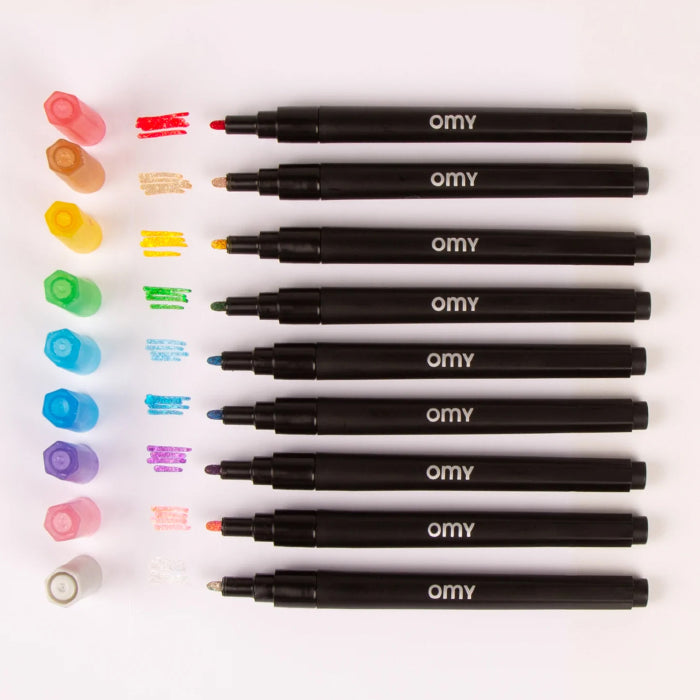 Omy Set Of 9 Glitter Markers