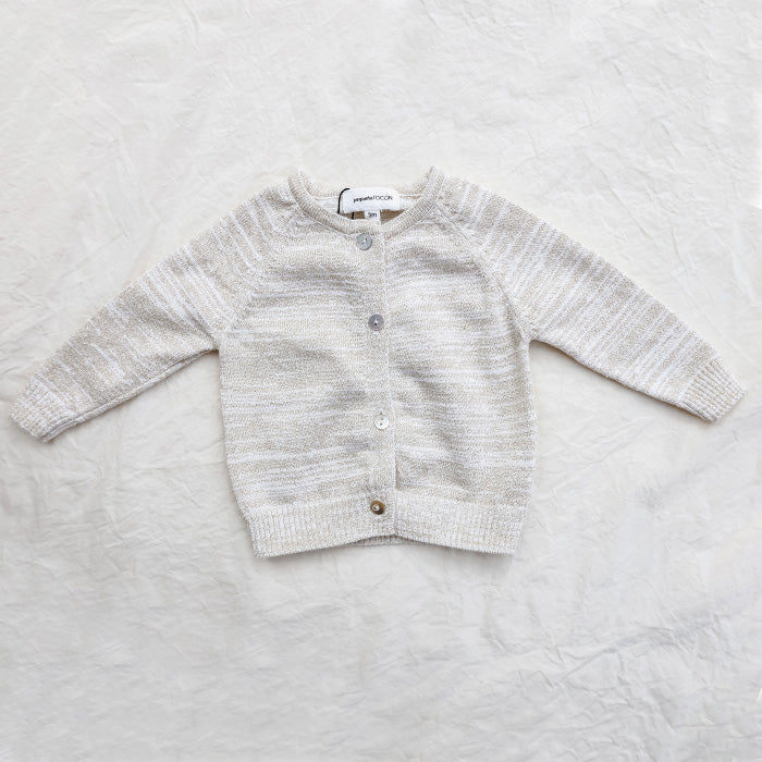 Pequeno Tocon Baby Cardigan Cream with Gold Thread