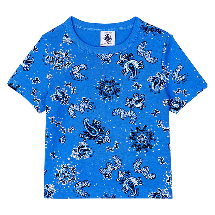 Petit Bateau Baby Banor T-shirt With Blue Bandana Print