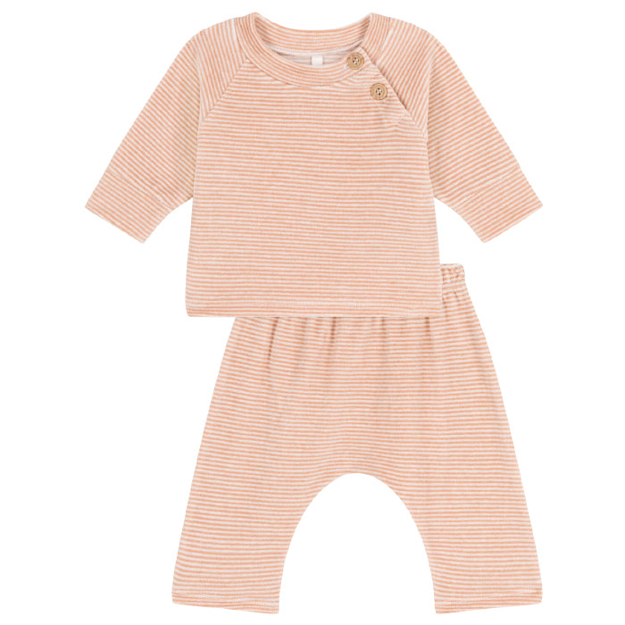 Petit Bateau Baby Two Piece Set Vintage Pink Stripes