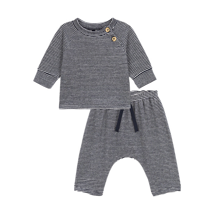 Petit Bateau Baby Two Piece Set Vintage Navy Blue Stripes