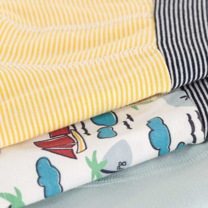 Petit Bateau Child Set Of Three Underwear Boat And Island Print