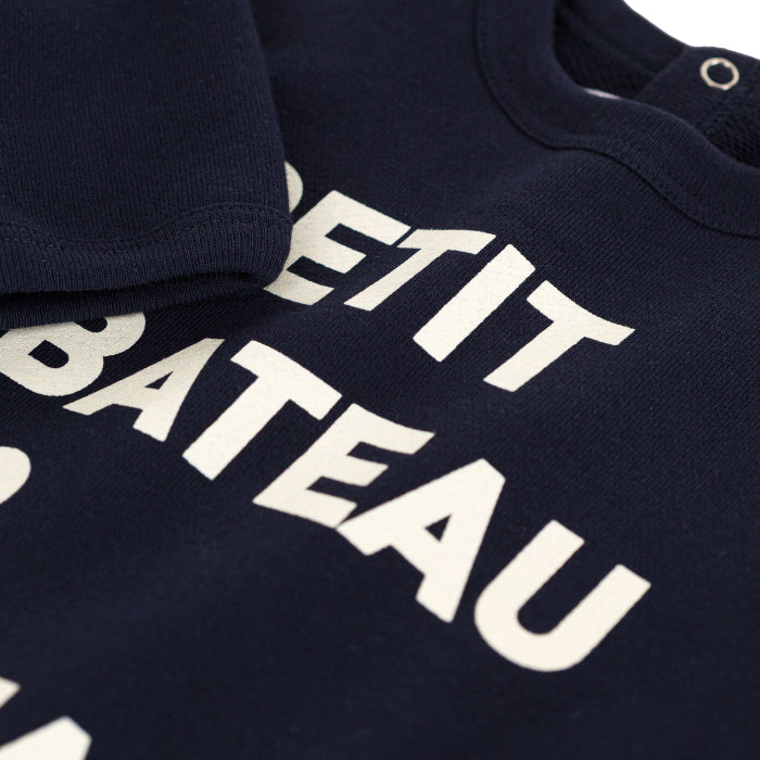 Petit Bateau Baby Fleece Sweatshirt With Petit Bateau Loves The Ocean Print Navy Blue