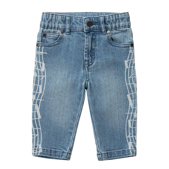 Stella McCartney Baby Jeans With Music Notes Print Blue