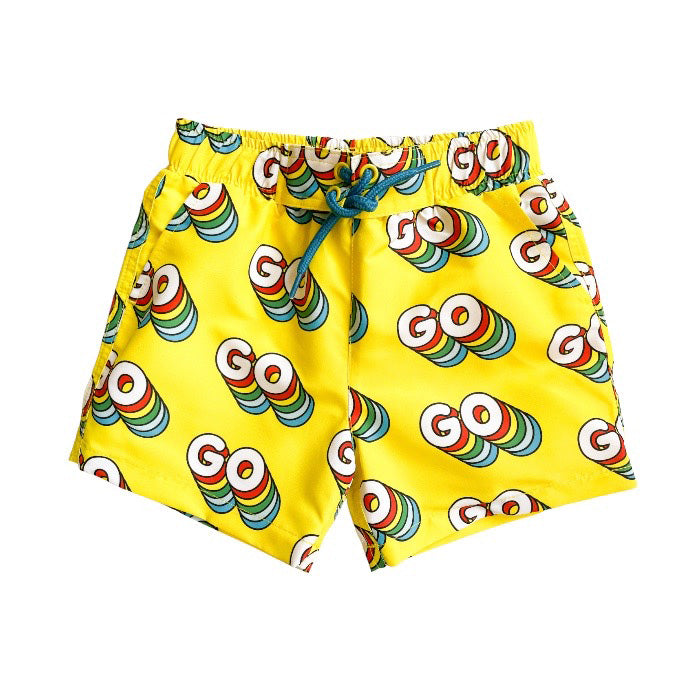 Stella McCartney Baby Swim Shorts Yellow With Go Print