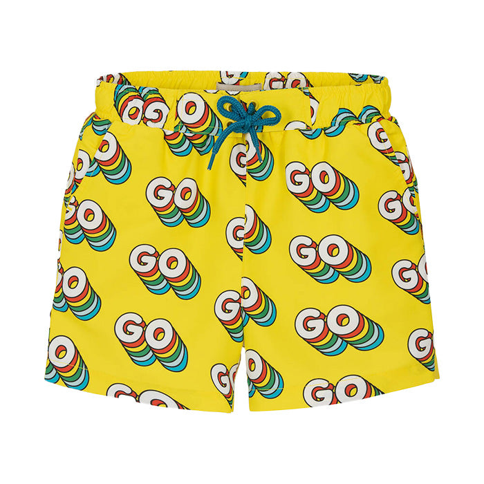 Stella McCartney Child Swim Shorts Yellow With Go Print