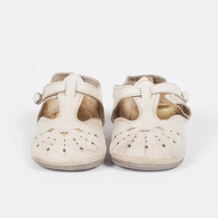 Vintage Baby Leather T-Strap Shoes White