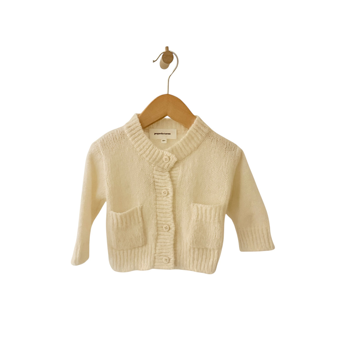 Pequeno Tocon Baby Hector Alpaca Cardigan Natural Cream