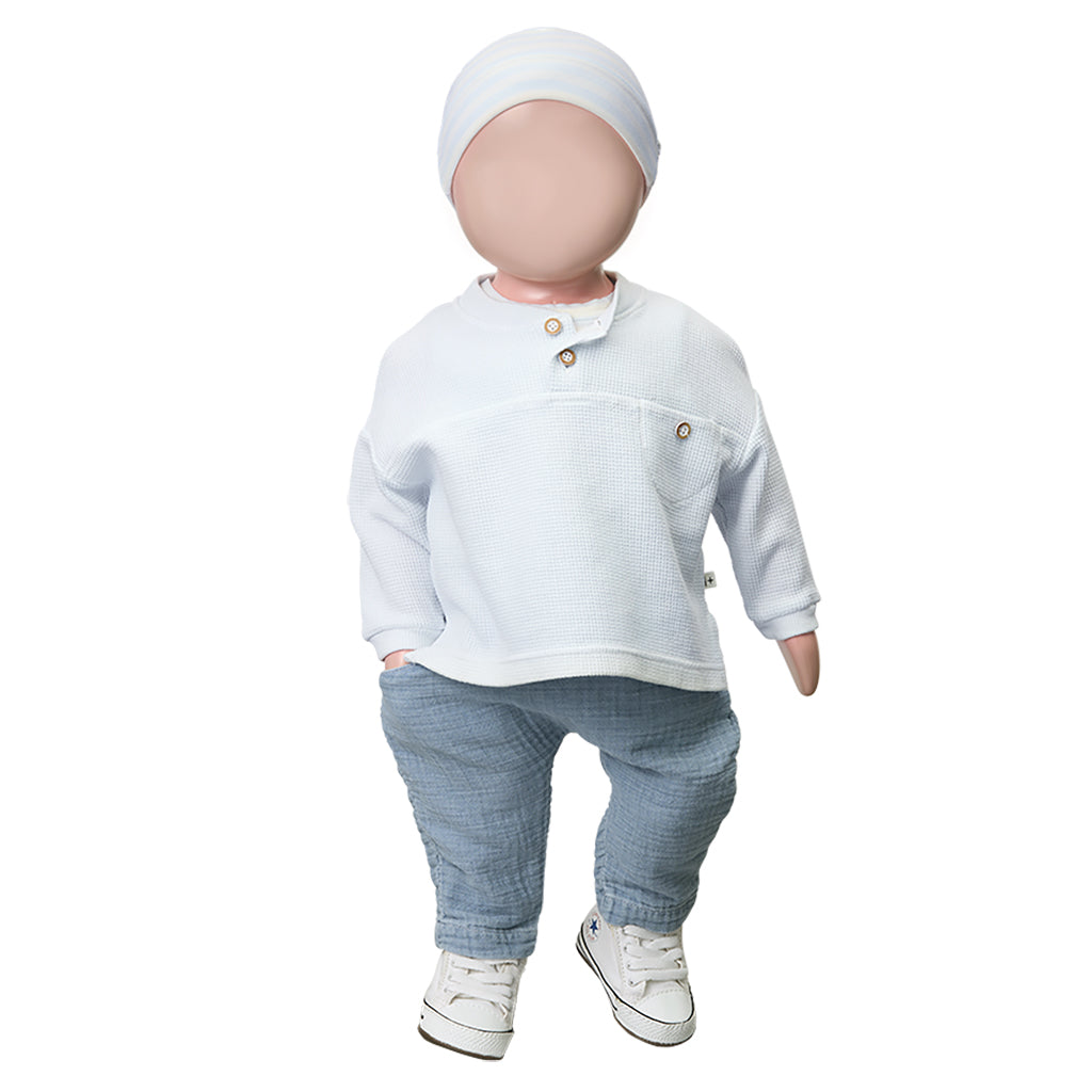 1+ In The Family Baby Gio Hat Misty Blue Stripes