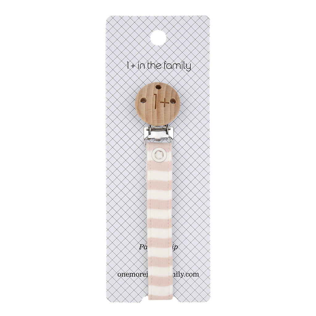 1+ In The Family Baby Aina Pacifier Clip Blossom Pink Stripes