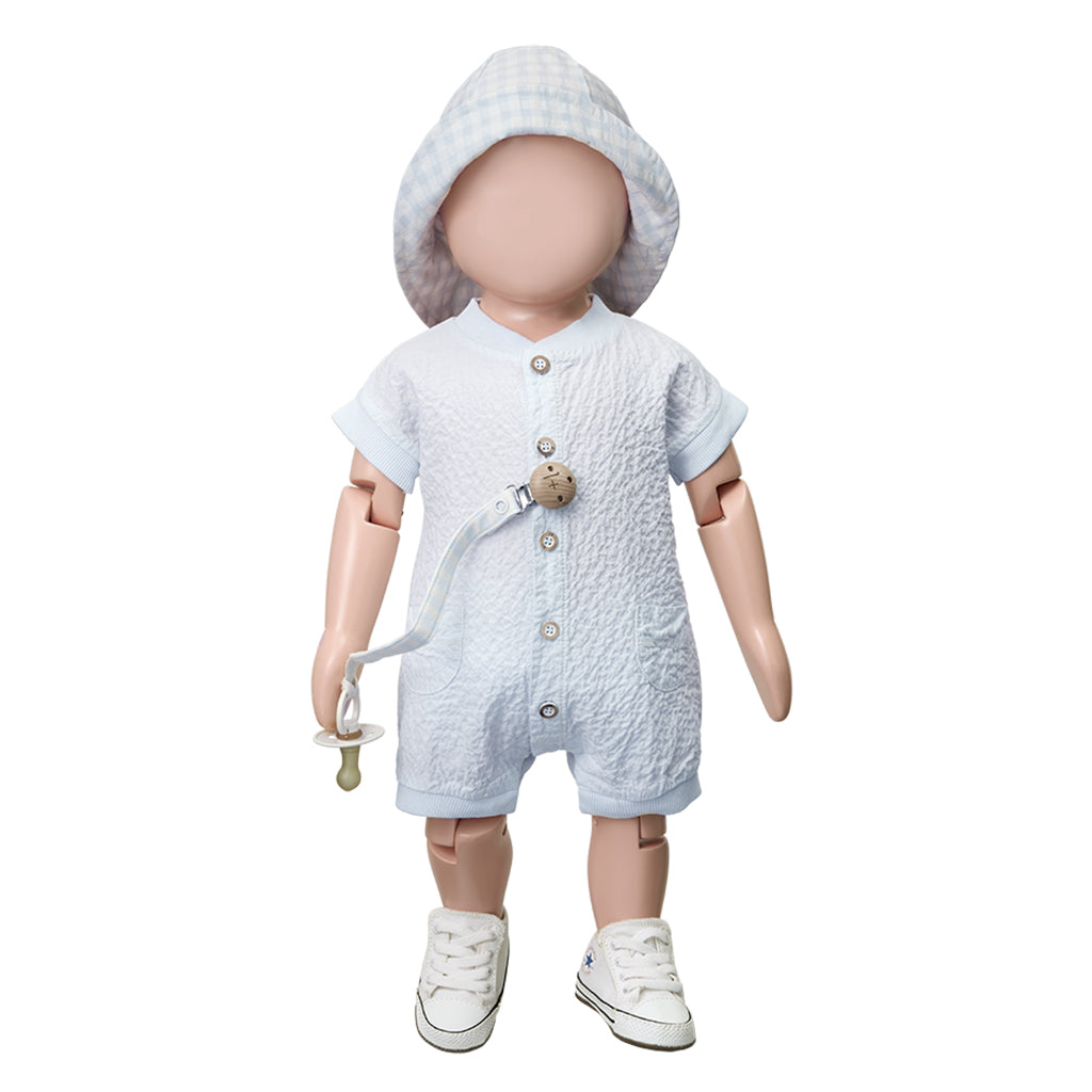 1+ In The Family Baby Aina Pacifier Clip Misty Blue Stripes