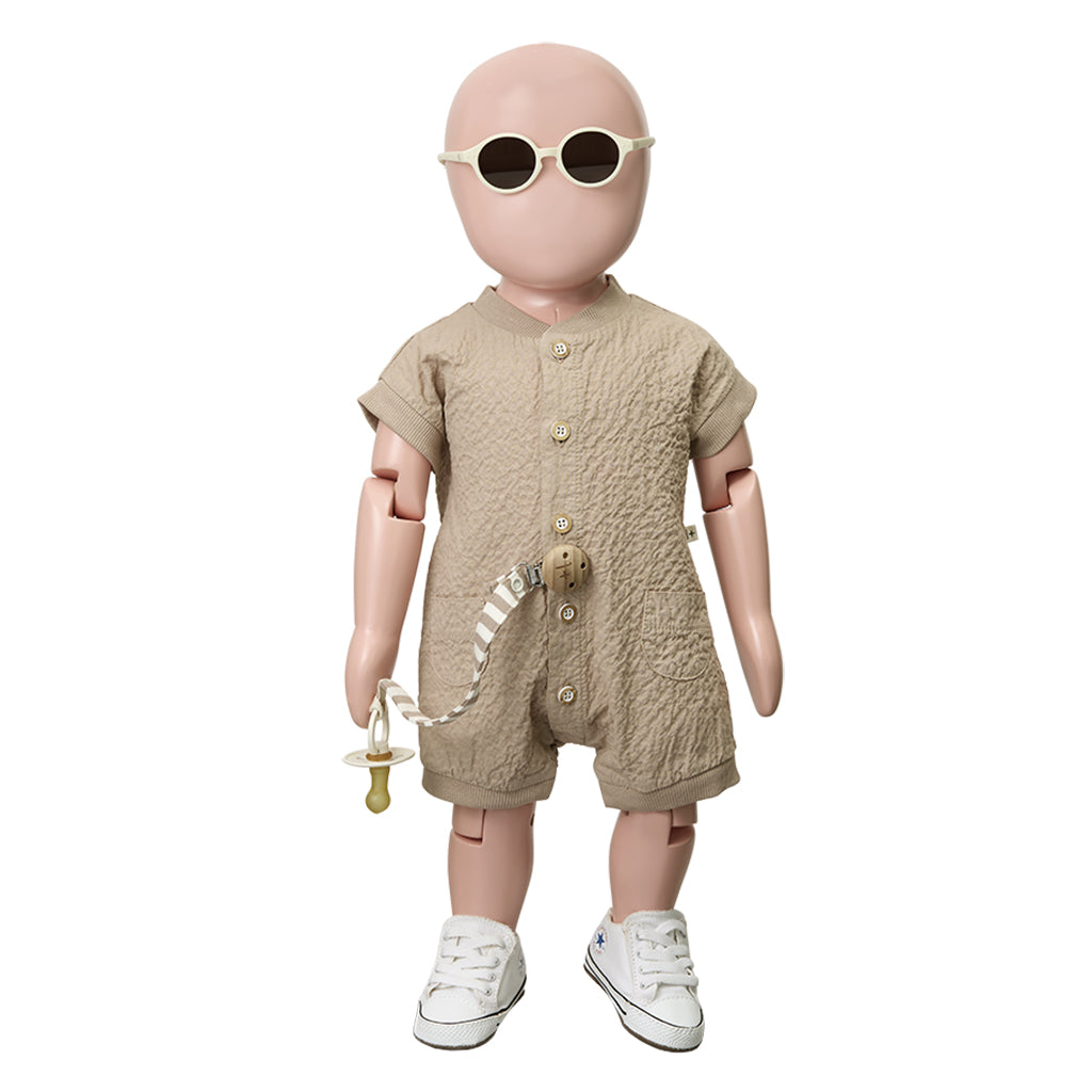 1+ In The Family Baby Aina Pacifier Clip Taupe Brown Stripes