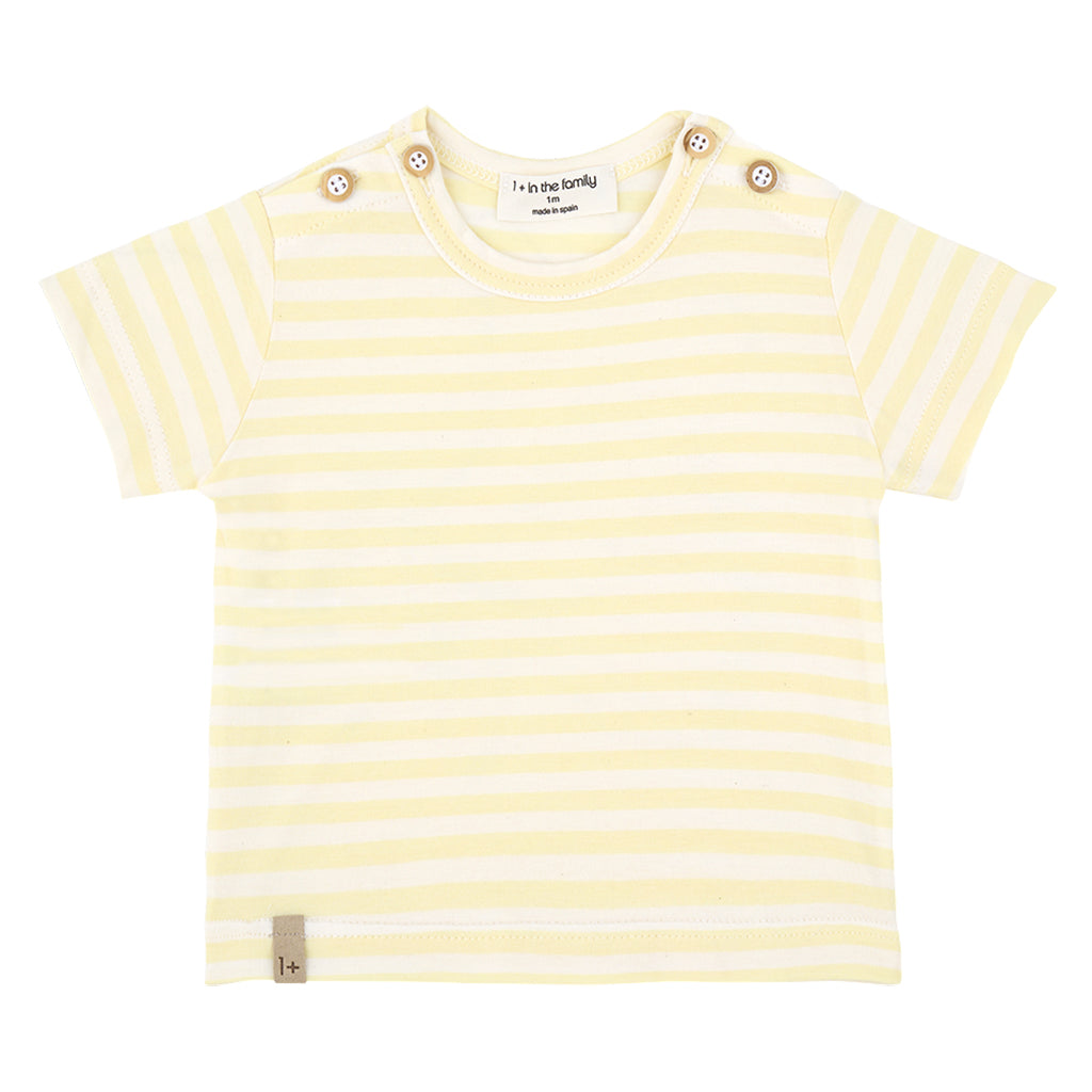 1+ In The Family Baby Jon T-shirt Pastel Yellow Stripes