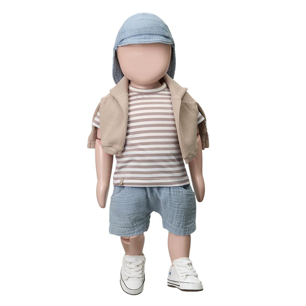 1+ In The Family Baby Jon T-shirt Taupe Brown Stripes