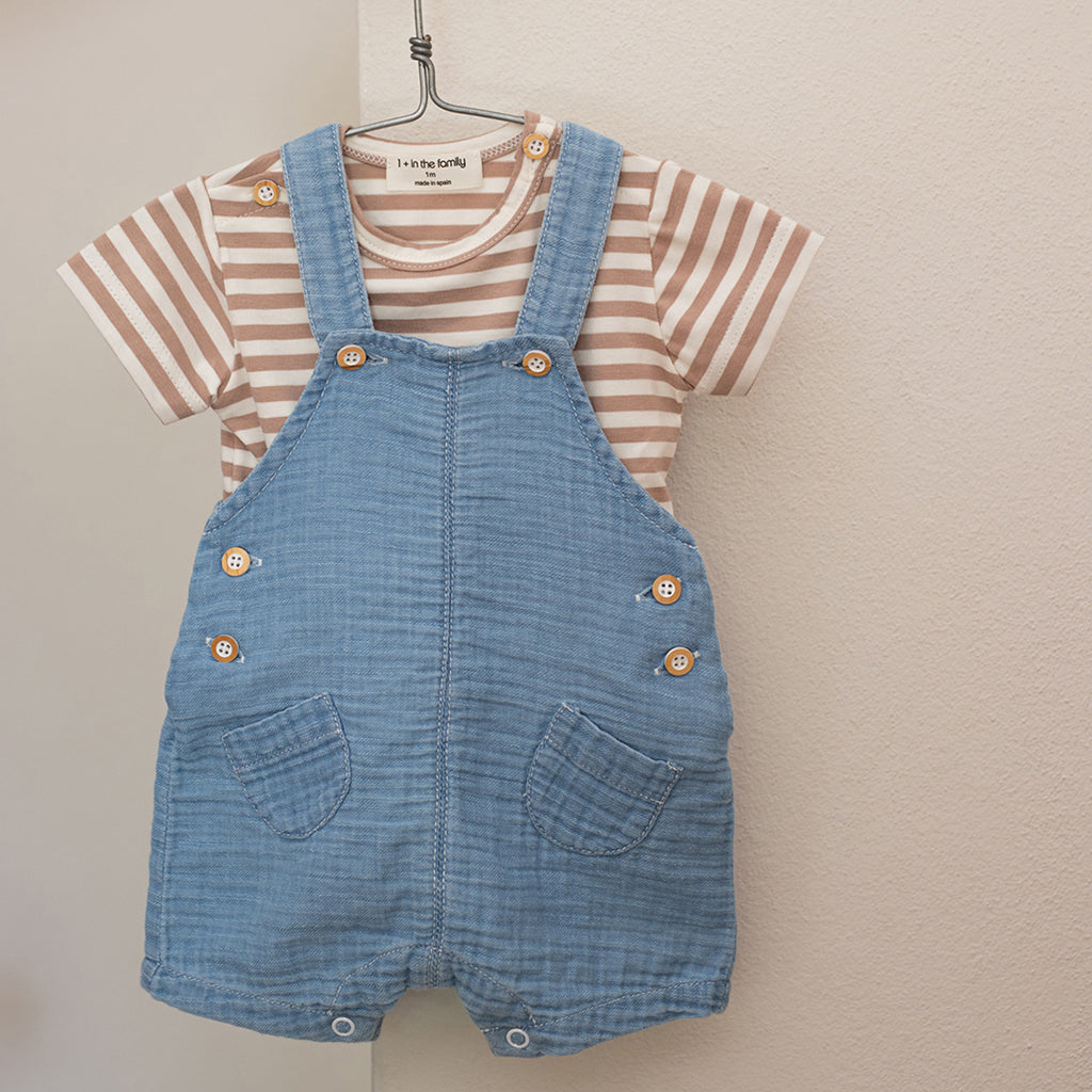 1+ In The Family Baby Jon T-shirt Taupe Brown Stripes