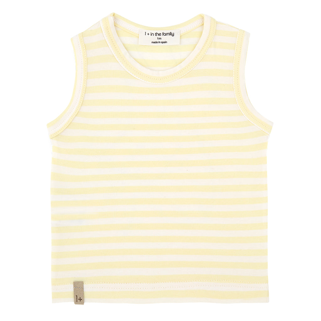 1+ In The Family Baby Lars Tank Top Pastel Yellow Stripes