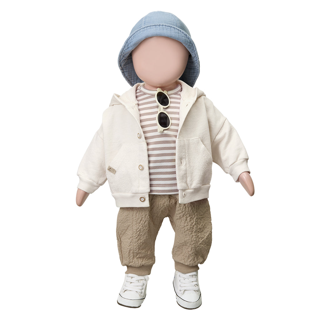 1+ In The Family Baby Naxos Hooded Sweater Ecru Cream