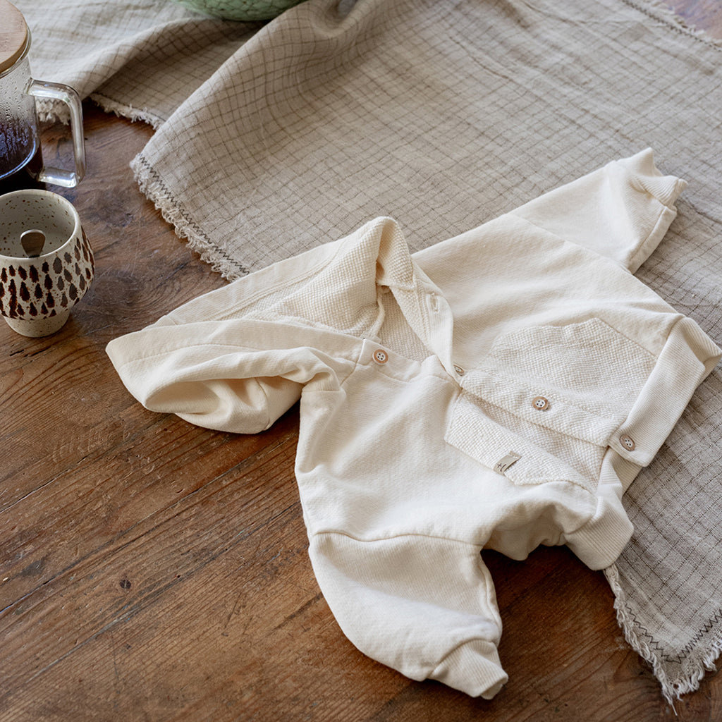 1+ In The Family Baby Naxos Hooded Sweater Ecru Cream