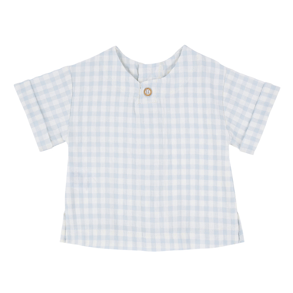 1+ In The Family Baby Santorini Shirt Misty Blue Checks