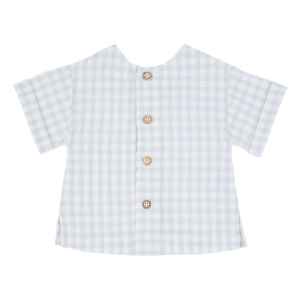 1+ In The Family Baby Santorini Shirt Misty Blue Checks