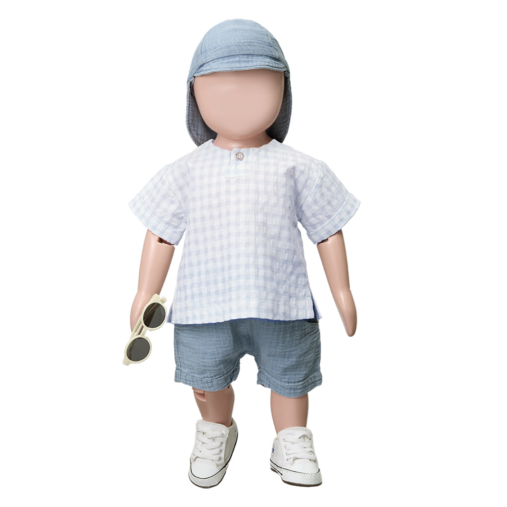 1+ In The Family Baby Santorini Shirt Misty Blue Checks