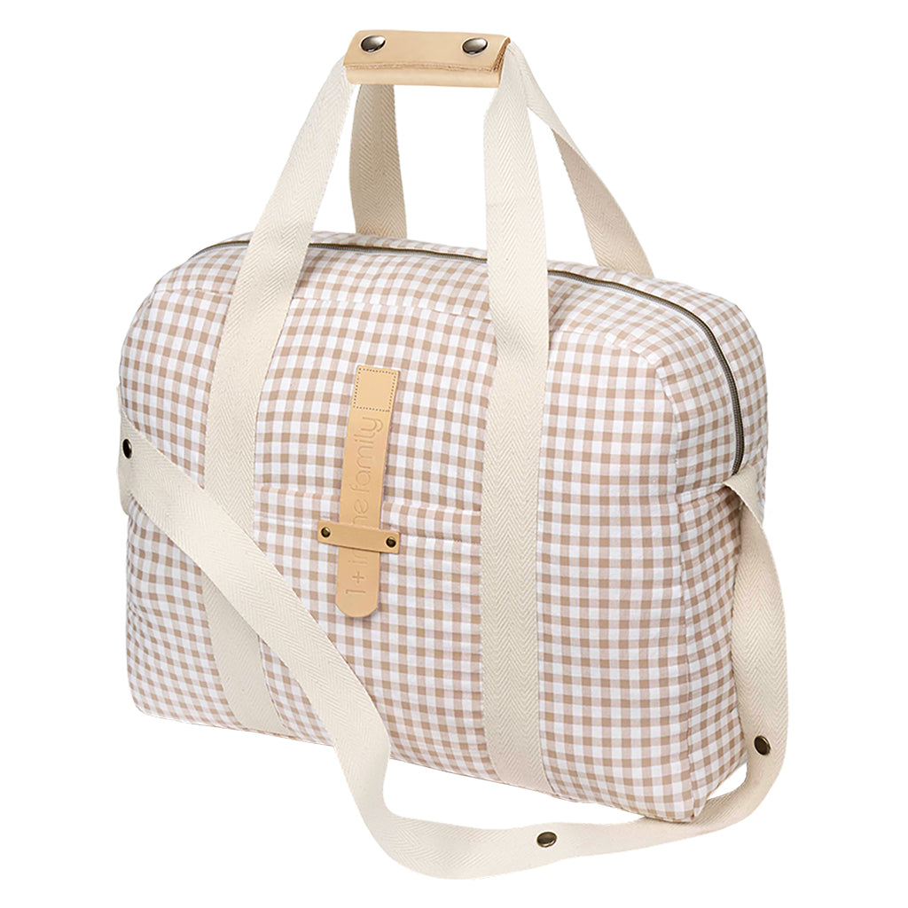 1+ In The Family Diaper Bag Taupe Brown Checks