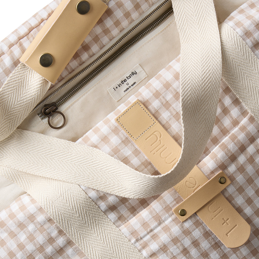1+ In The Family Diaper Bag Taupe Brown Checks
